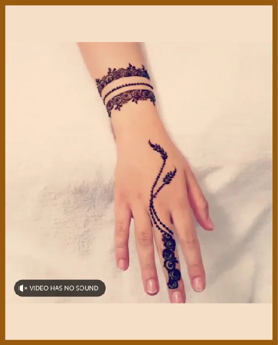 Khafif Back Hand Design Dual Floral Lines With Wrist Coverage Khafif (Minimal) Back Hand Mehndi Design
